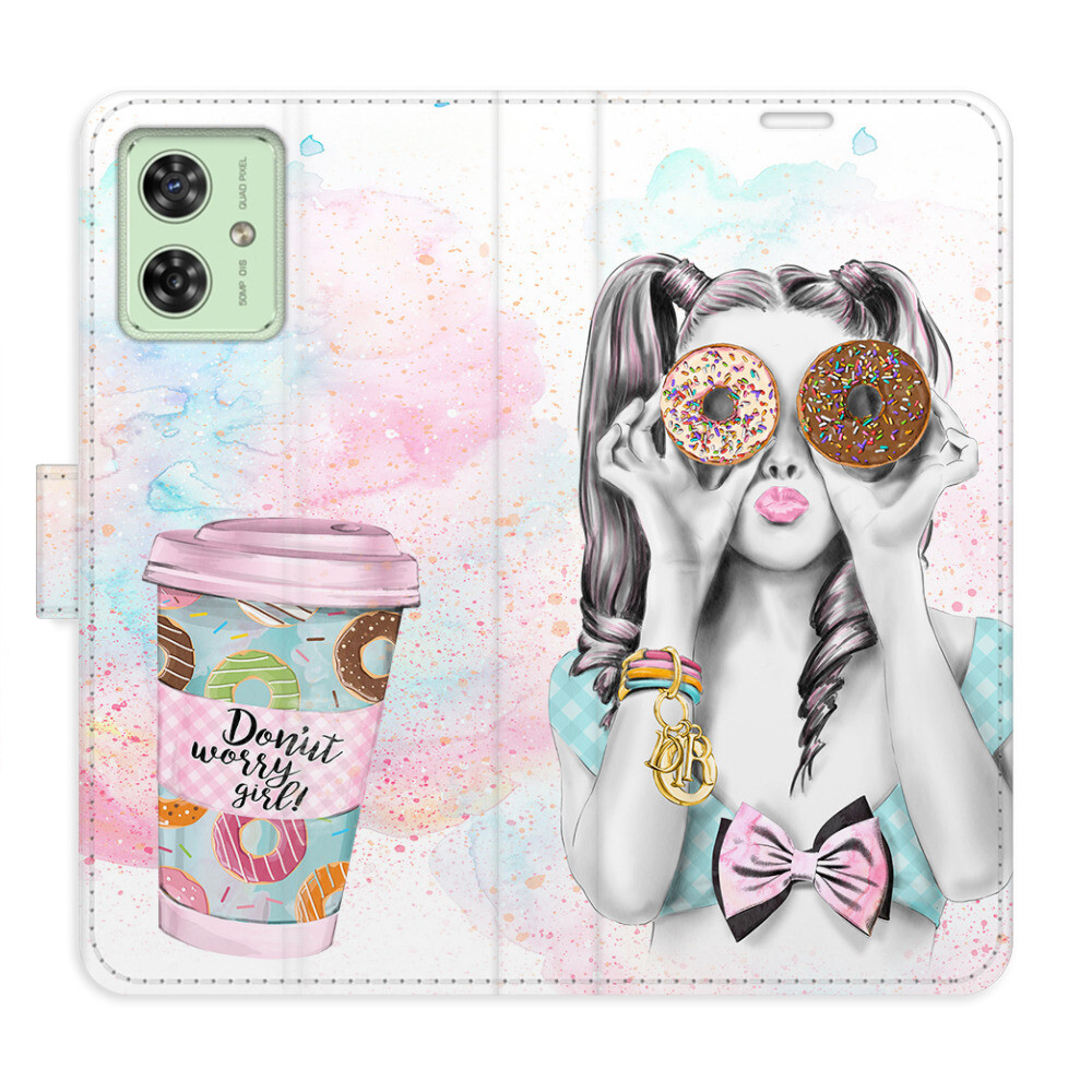Flipové puzdro iSaprio - Donut Worry Girl - Motorola Moto G54 5G / G54 5G Power Edition