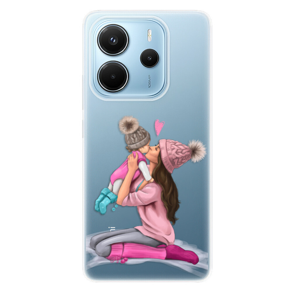 Odolné silikónové puzdro iSaprio - Kissing Mom - Brunette and Girl - Xiaomi Redmi Note 14