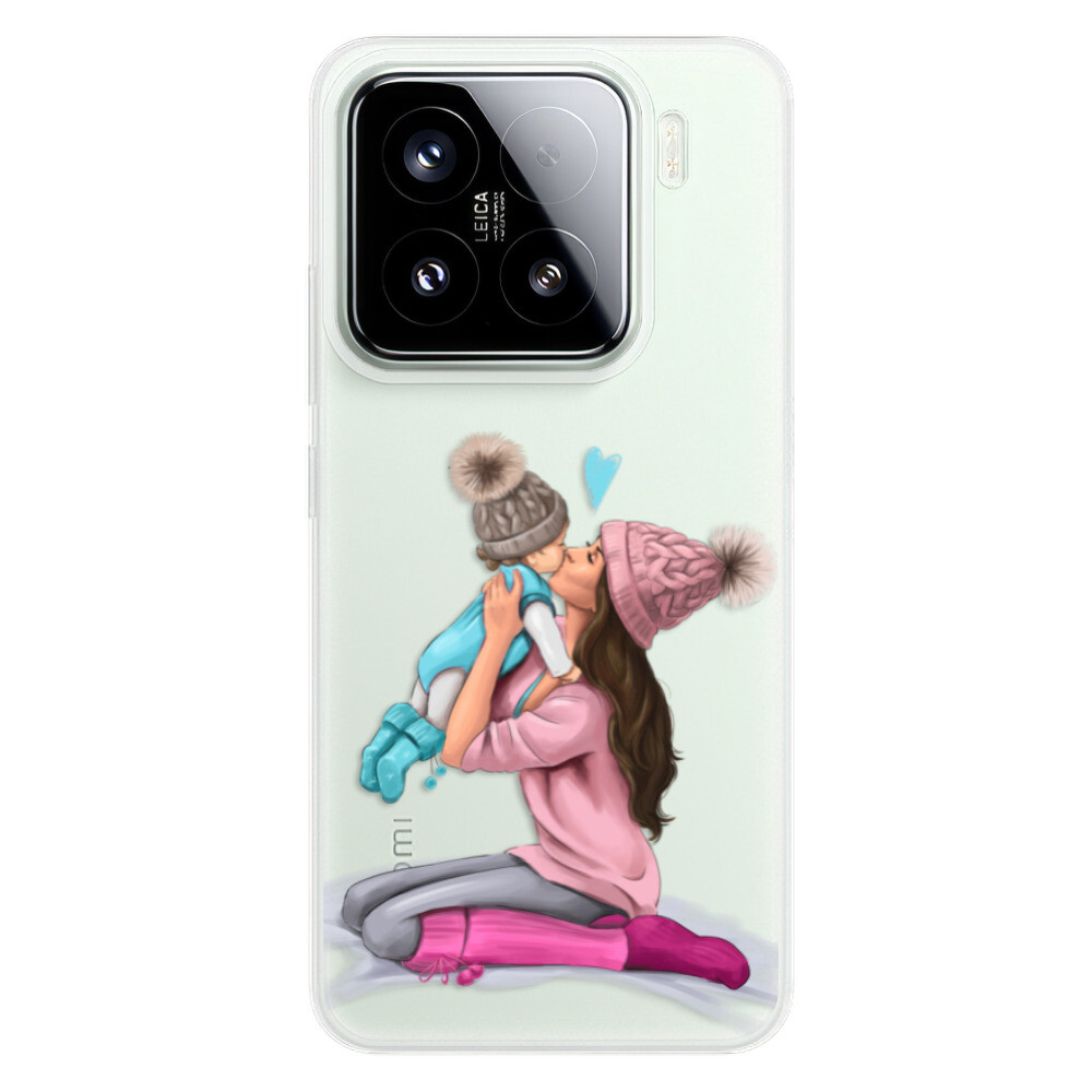 Odolné silikónové puzdro iSaprio - Kissing Mom - Brunette and Boy - Xiaomi 15