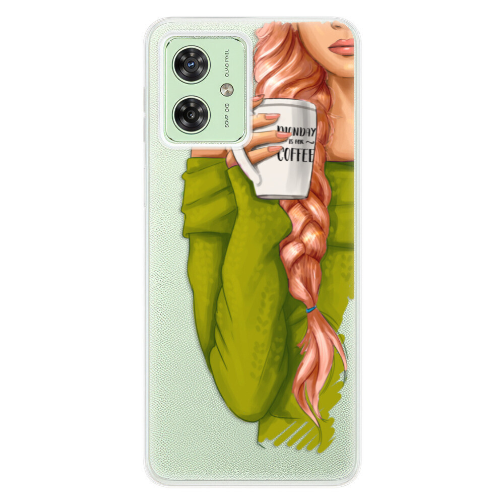 Odolné silikónové puzdro iSaprio - My Coffe and Redhead Girl - Motorola Moto G54 5G / G54 5G Power Edition