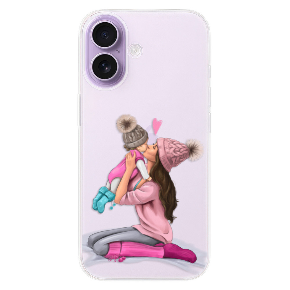 Odolné silikónové puzdro iSaprio - Kissing Mom - Brunette and Girl - iPhone 17