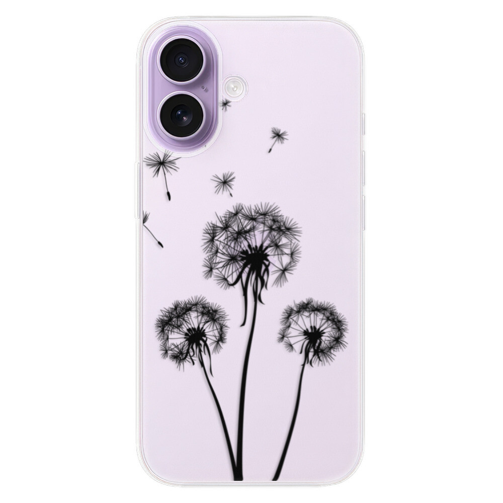 Odolné silikónové puzdro iSaprio - Three Dandelions - black - iPhone 17