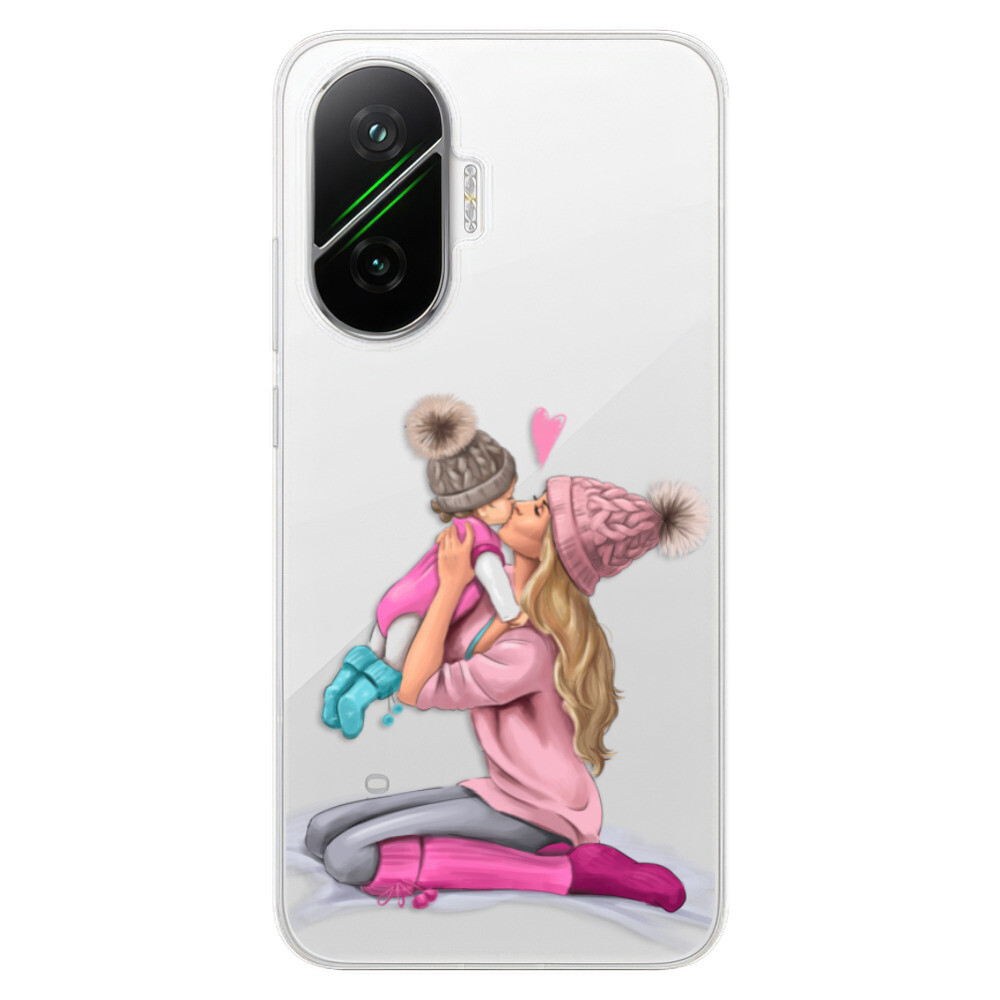 Odolné silikónové puzdro iSaprio - Kissing Mom - Blond and Girl - Poco F7