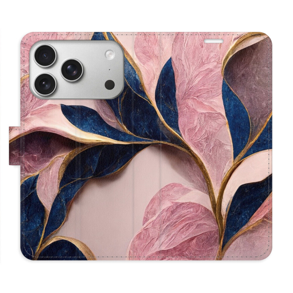 Flipové puzdro iSaprio - Pink Leaves - iPhone 17 Pro