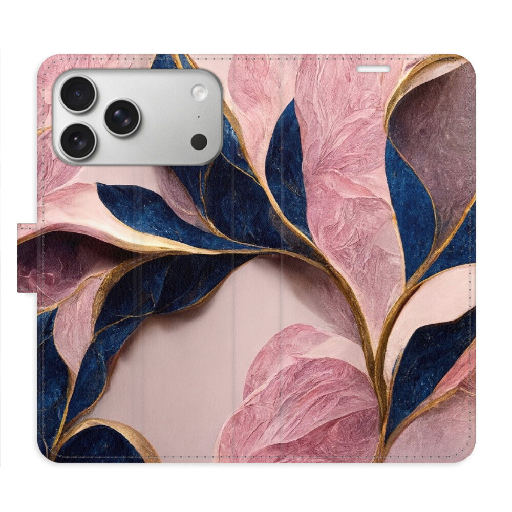 Flipové puzdro iSaprio - Pink Leaves - iPhone 17 Pro Max