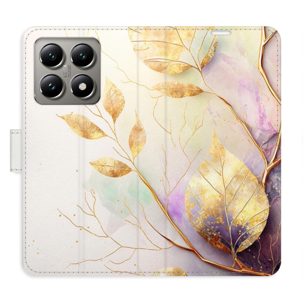 Flipové puzdro iSaprio - Gold Leaves 02 - Xiaomi 14T Pro