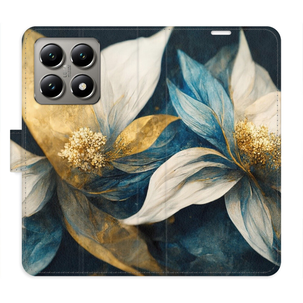 Flipové puzdro iSaprio - Gold Flowers - Xiaomi 14T Pro