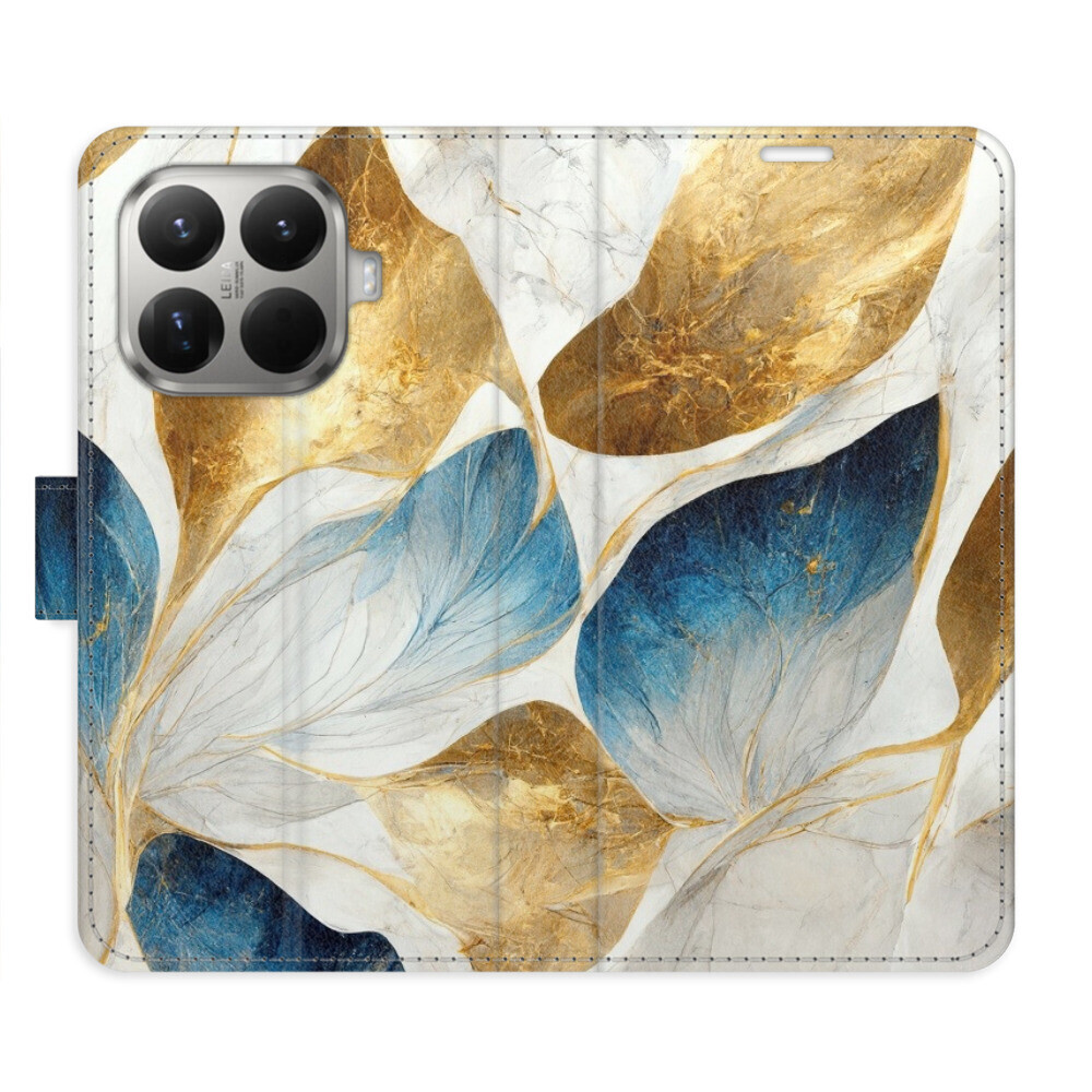Flipové puzdro iSaprio - GoldBlue Leaves - Xiaomi 15T Pro