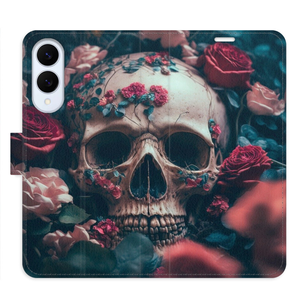 Flipové puzdro iSaprio - Skull in Roses 02 - Samsung Galaxy S25 Edge