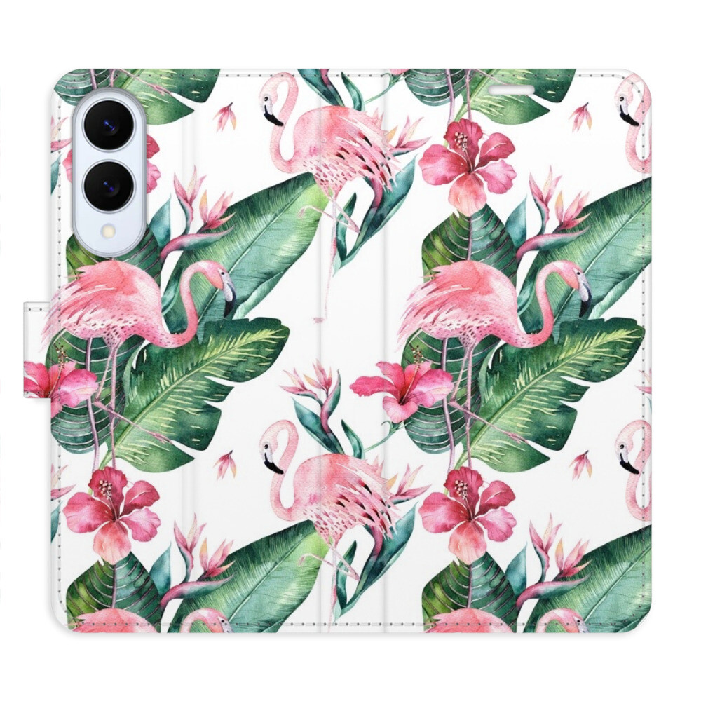 Flipové puzdro iSaprio - Flamingos Pattern - Samsung Galaxy S25 Edge