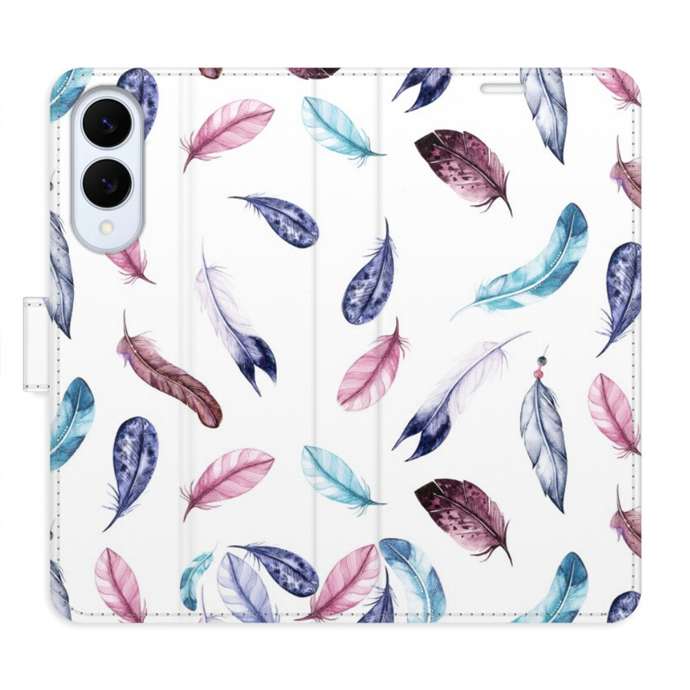 Flipové puzdro iSaprio - Colorful Feathers - Samsung Galaxy S25 Edge