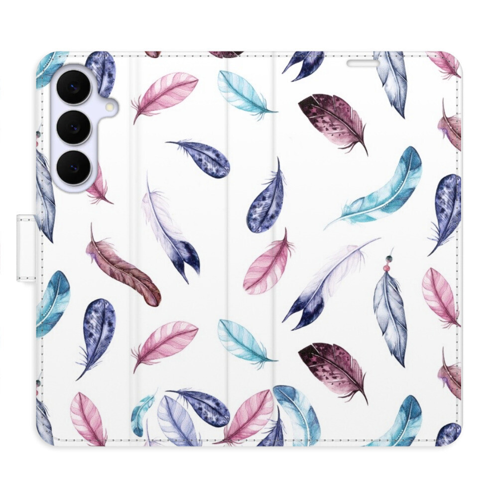 Flipové puzdro iSaprio - Colorful Feathers - Samsung Galaxy S25 FE