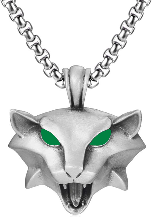 Zaklínačský medailón zelenooká mačka - chirurgická oceľ