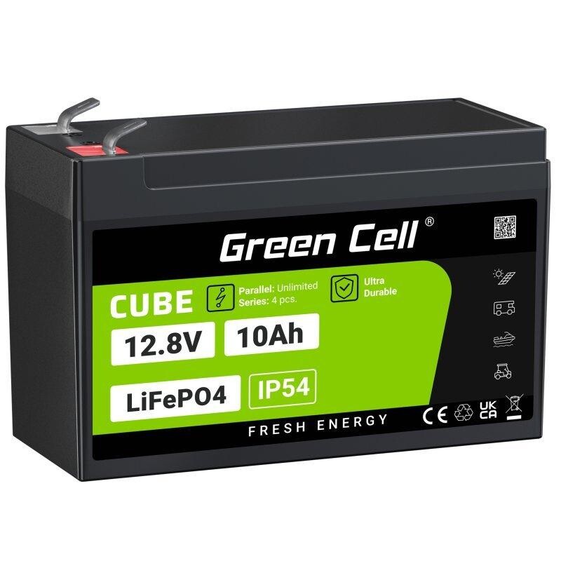 Green Cell CUBE LiFePO4 akumulátor 10Ah 12,8V 128Wh lítium železofosfát pre napájanie a núdzové osvetlenie, centrálne jednotky