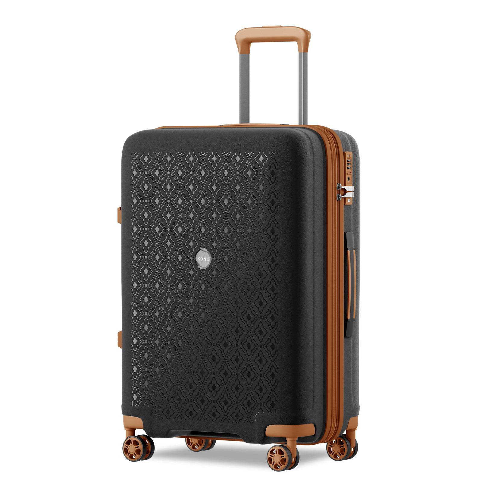 Cestovný kufor z polypropylénu Kono 114 L - čierno-hnedý