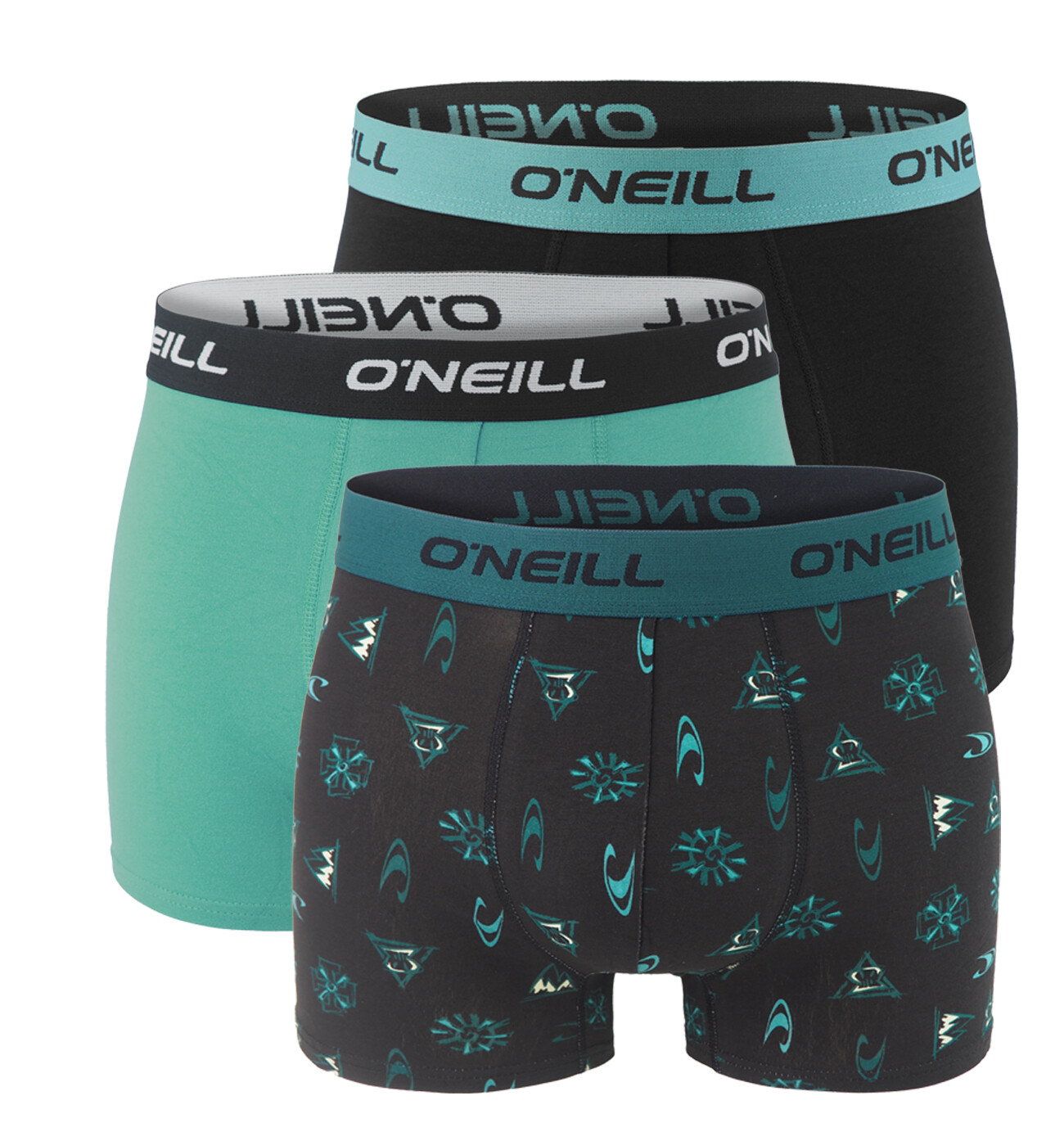 O'NEILL - boxerky 3PACK cotton stretch frozen water & black tones