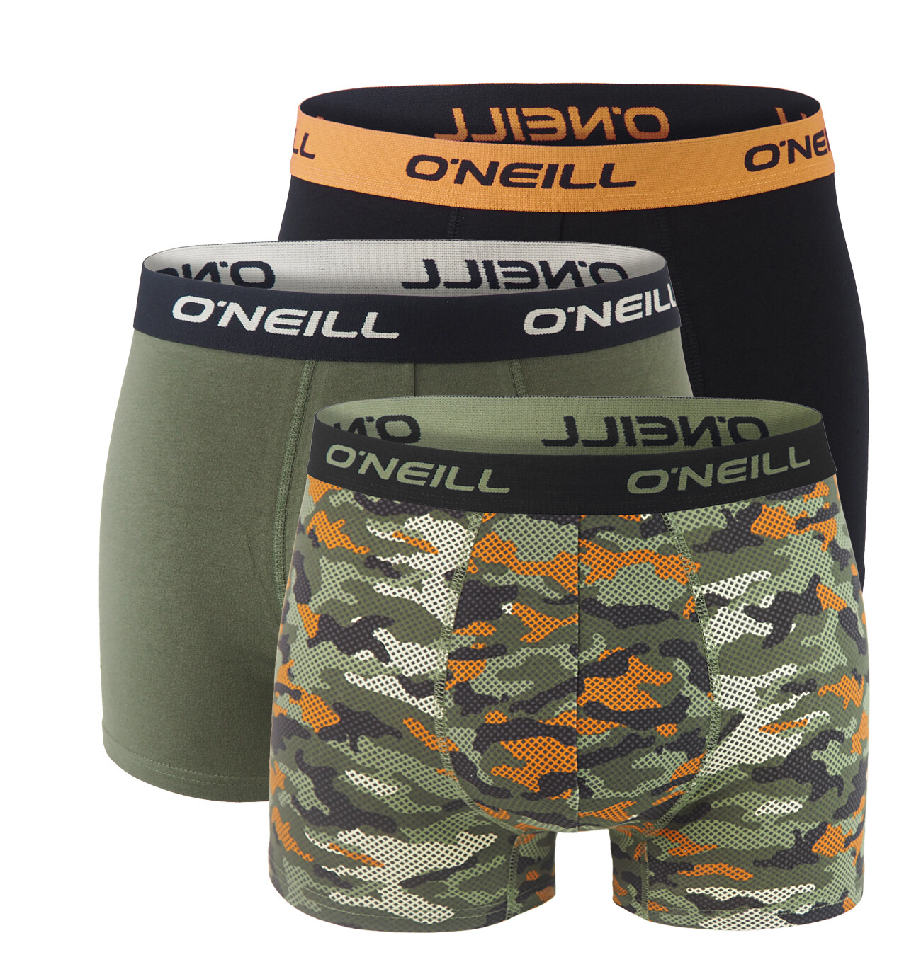 O'NEILL - boxerky 3PACK cotton stretch camo olive & black tones