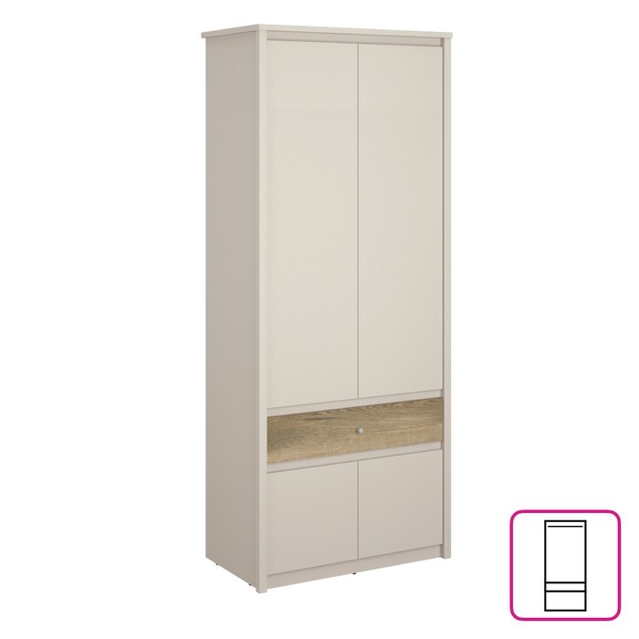 KONDELA Karos 4D1S šatníková skriňa so zásuvkou kašmír / dub evoke