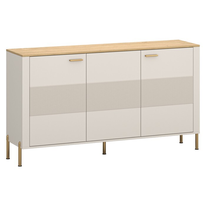 KONDELA Runol 3D trojdverová komoda kašmír / dub kamenný