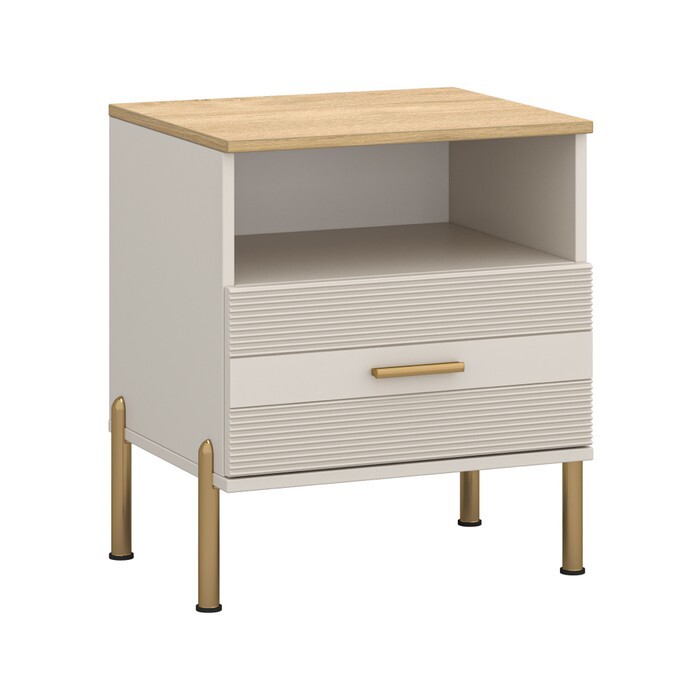 KONDELA Runol 1S nočný stolík kašmír / dub kamenný