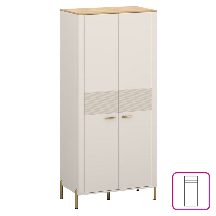 KONDELA Runol 2D dvojdverová šatníková skriňa kašmír / dub kamenný