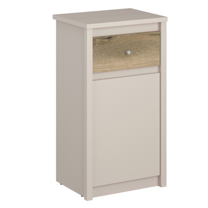 KONDELA Karos 1D1S jednodverová komoda so zásuvkou kašmír / dub evoke