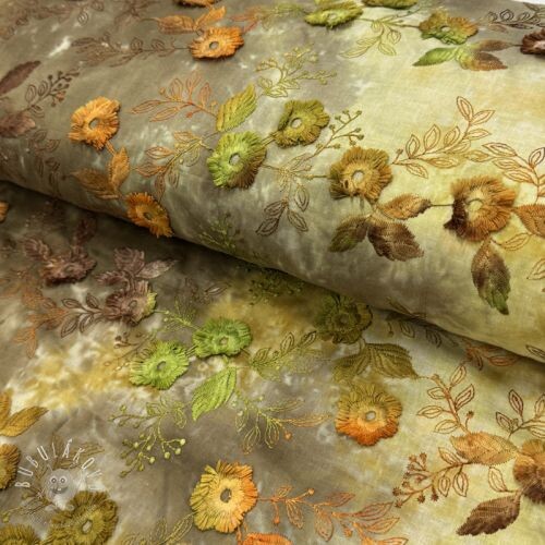 Bavlnená látka TIE DYE EMBROIDERY Poppy design P