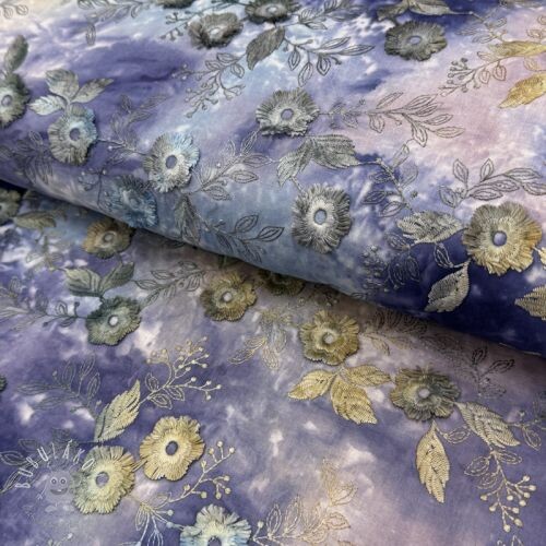 Bavlnená látka TIE DYE EMBROIDERY Poppy design T