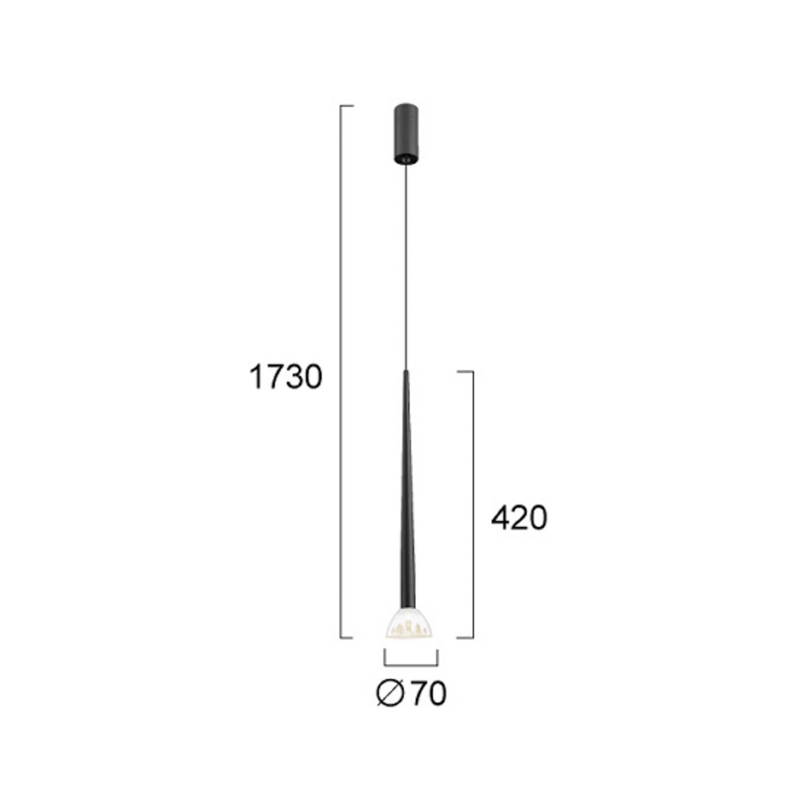 LED závesné svietidlo Rina, čierna/číra, Ø 7 cm, kov/akryl