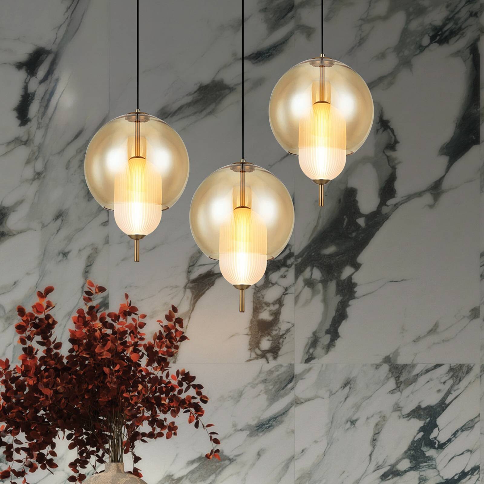 LED závesné svietidlo Adol, dymovo sivá, Ø 25 cm, sklo