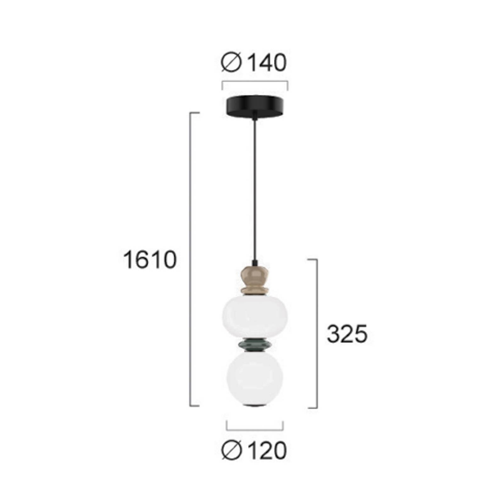 LED závesné svietidlo Gemma, výška 32 cm, farebná, sklo/keramika/kov