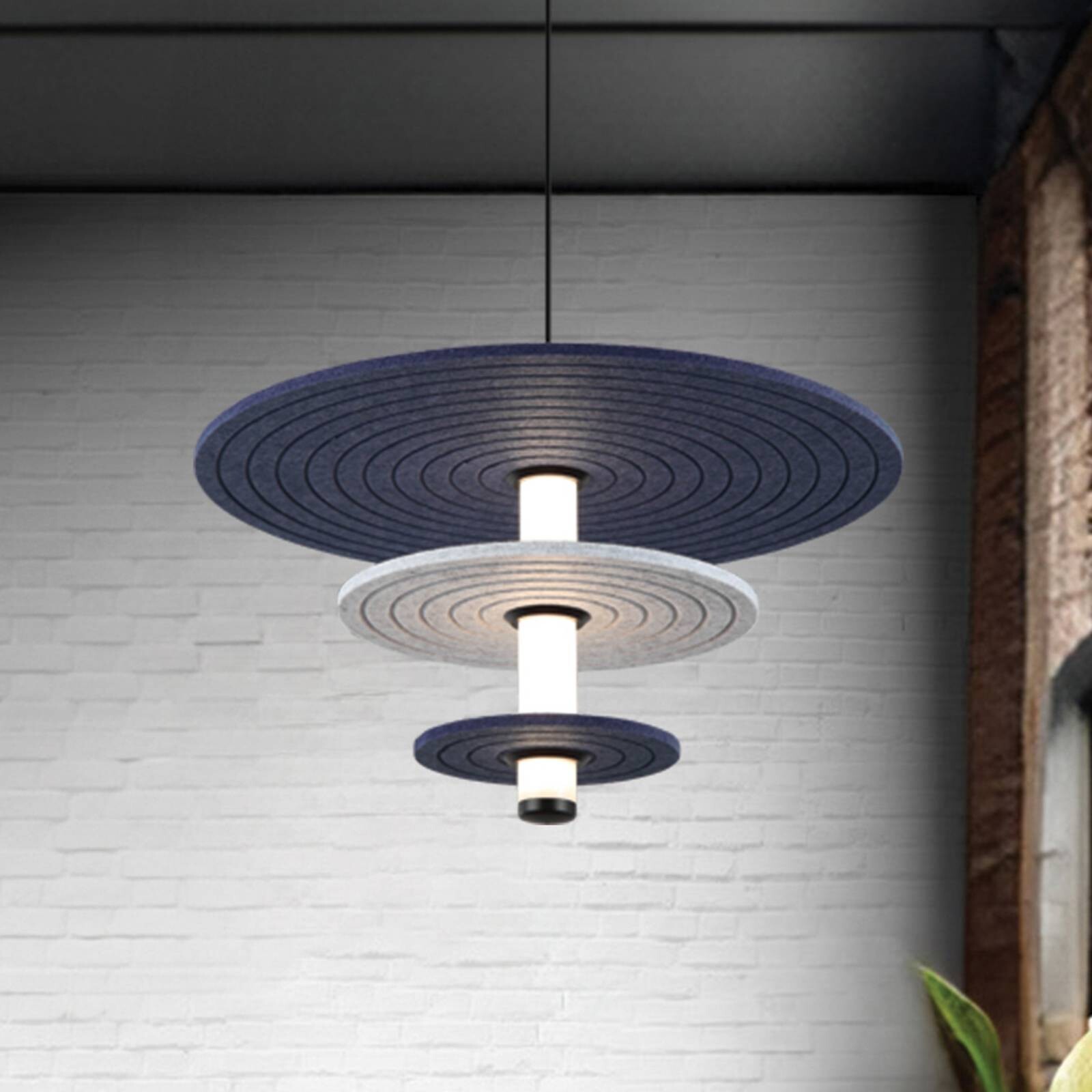 LED závesné svietidlo Azul, výška 31 cm, modrá/sivá/čierna, plsť