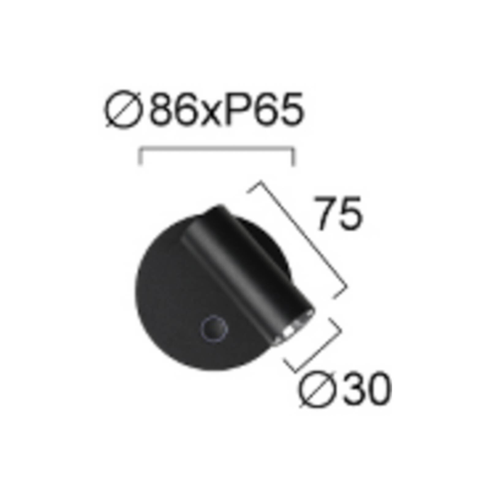 LED nástenné svetlo Tara, čierna, Ø 9 cm, kov