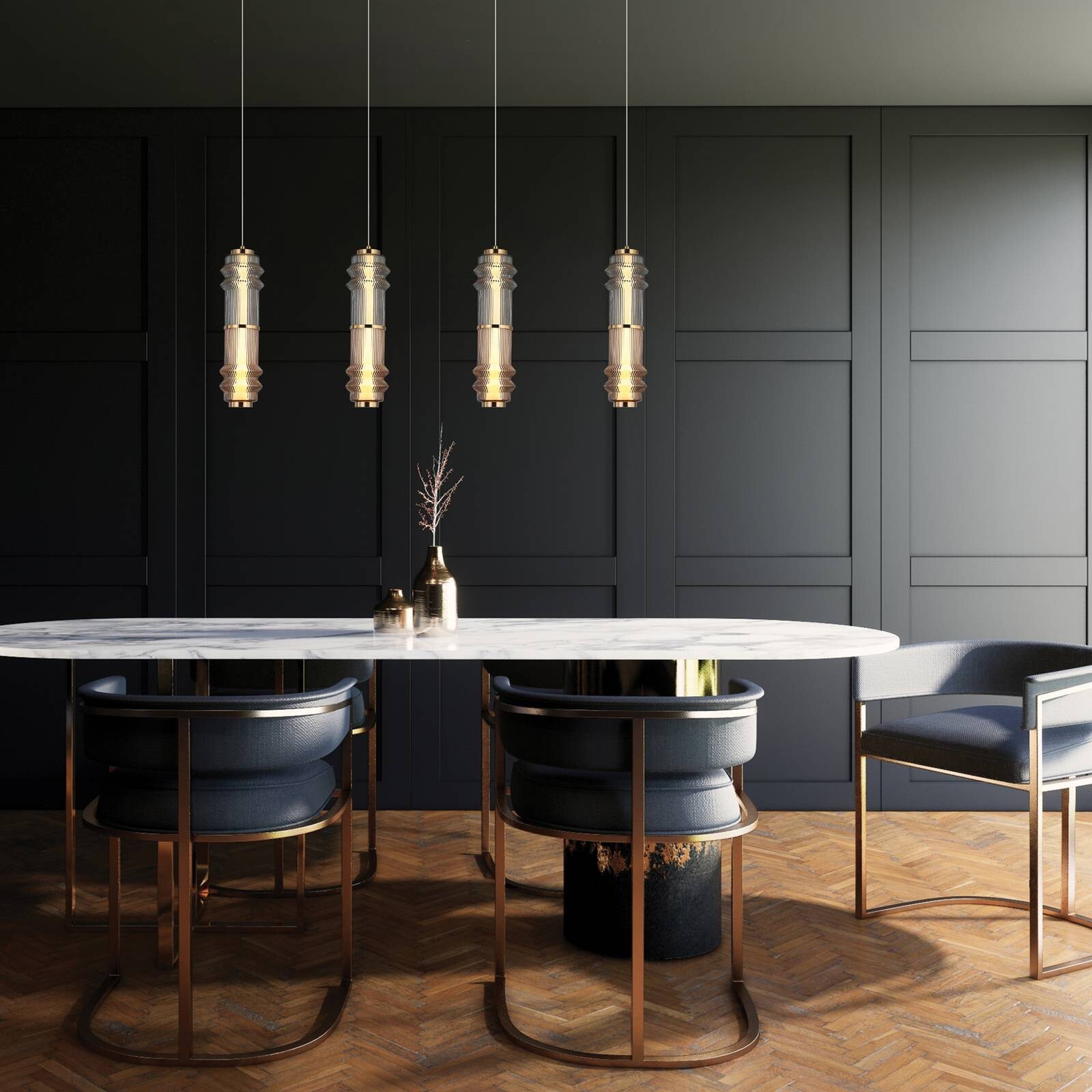 LED závesné svietidlo Dereck, dymovo sivá/jantarová, Ø 10 cm, sklo