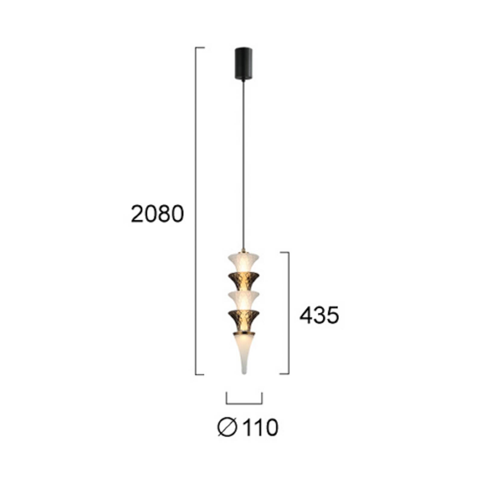 LED závesné svietidlo Venera, výška 43 cm, biele/hnedé, sklo