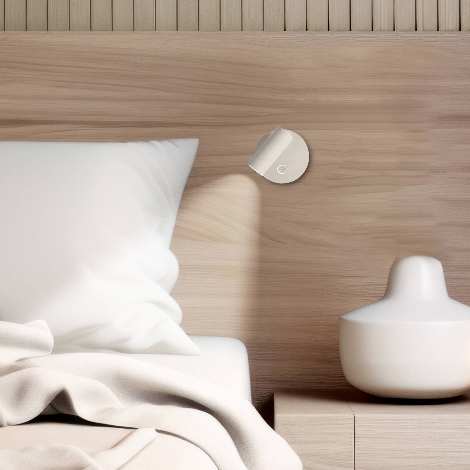 LED nástenné svetlo Tara, biela, Ø 9 cm, kov