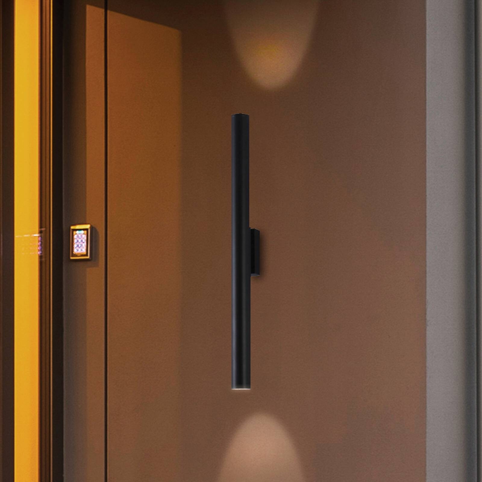 LED vonkajšie nástenné svietidlo City, výška 60 cm, čierna, kovová