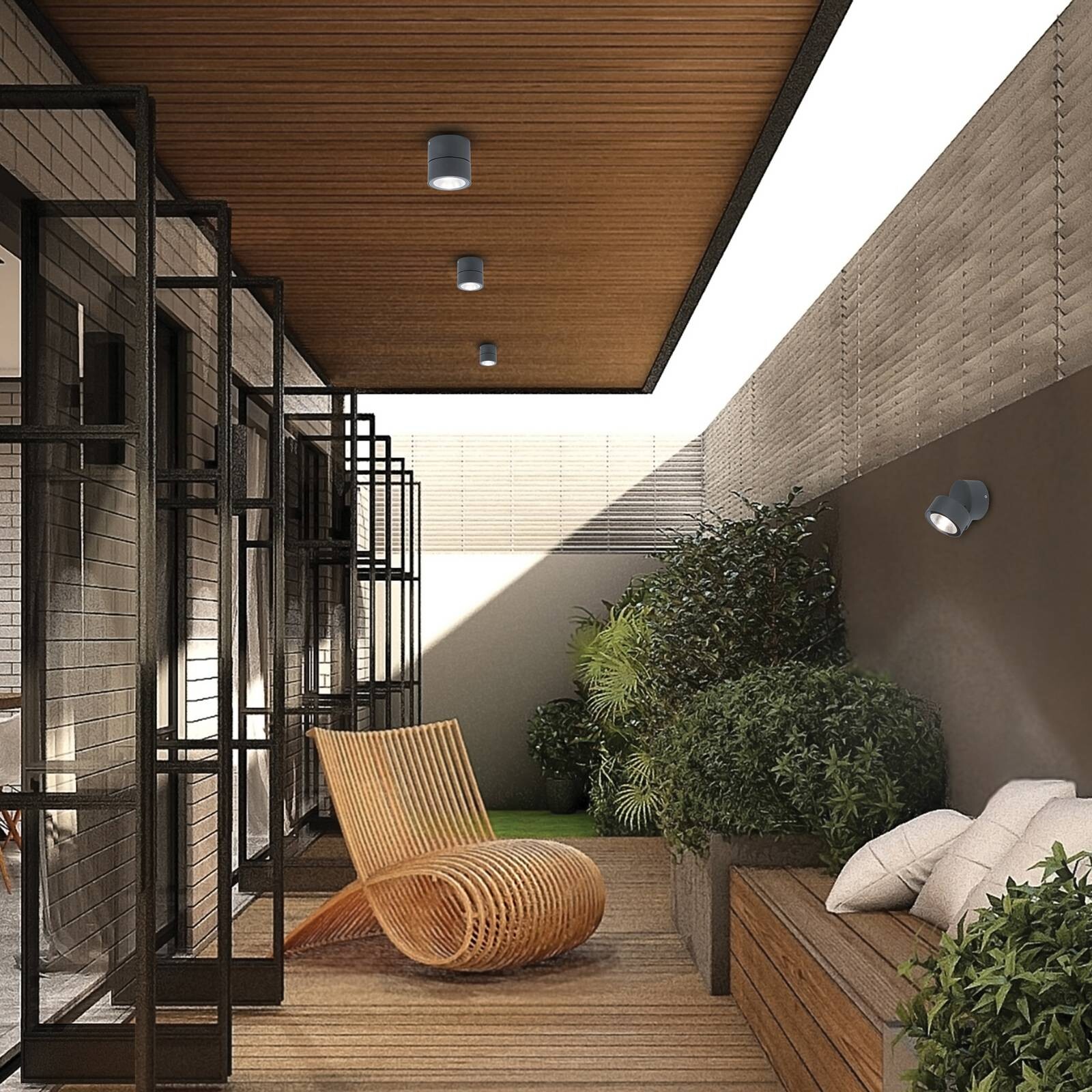 LED vonkajšie stropné bodové svetlá Andria, tmavošedý, Ø 9 cm, kov