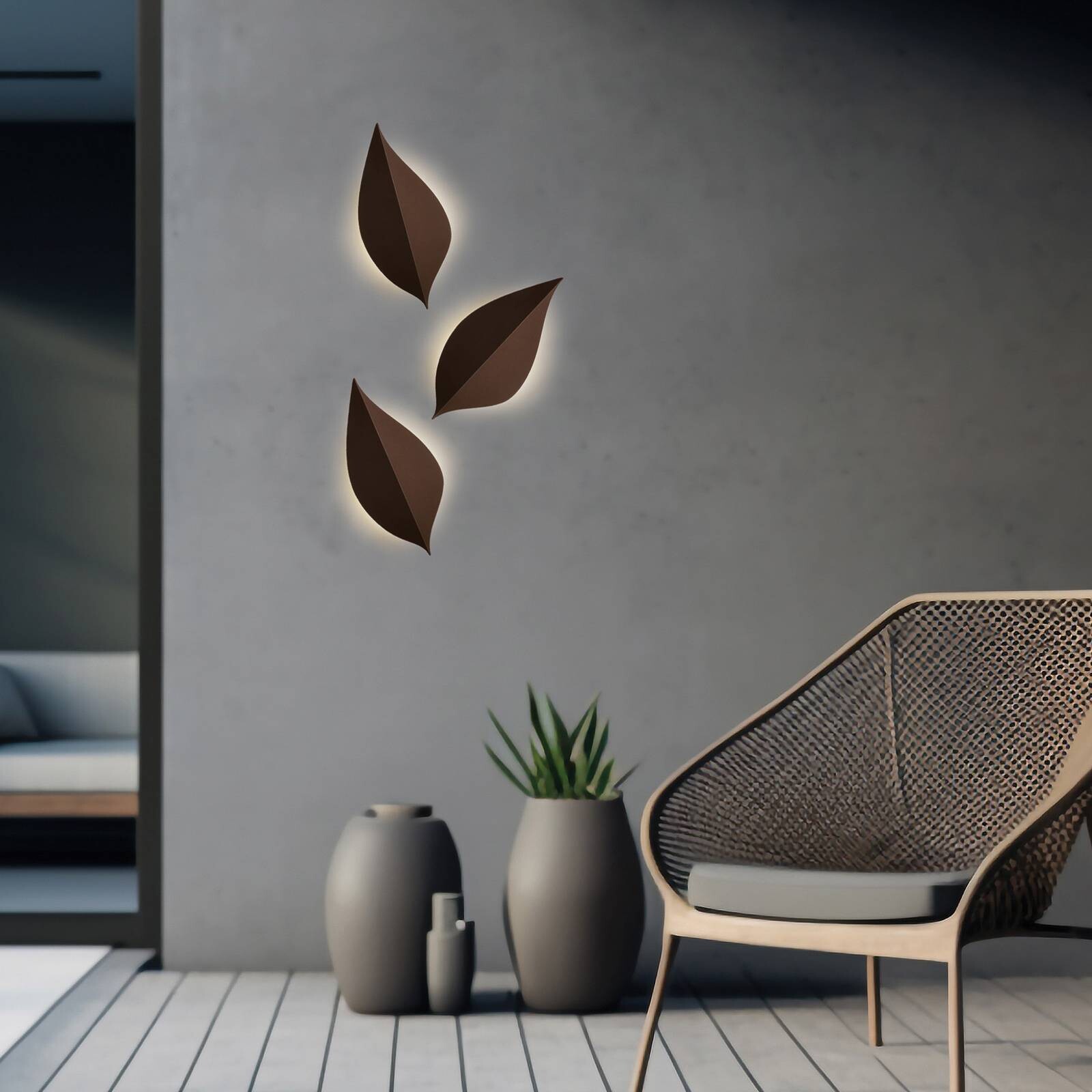 LED vonkajšie nástenné svietidlo Amalfi, hrdzavohnedá, výška 28 cm, kov