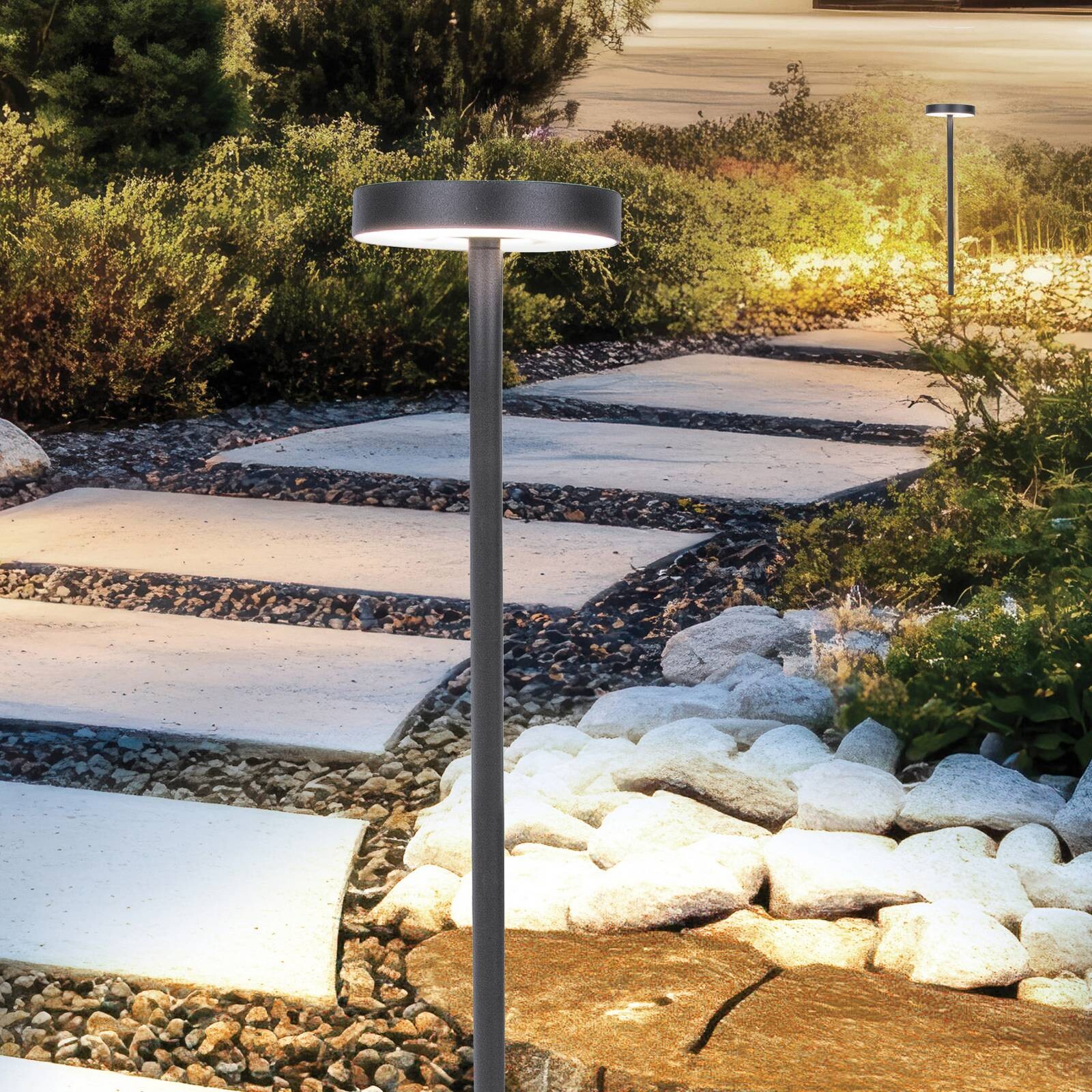 LED lampa s päticou Tango tmavošedá Výška 50 cm Kov, zemný kolík