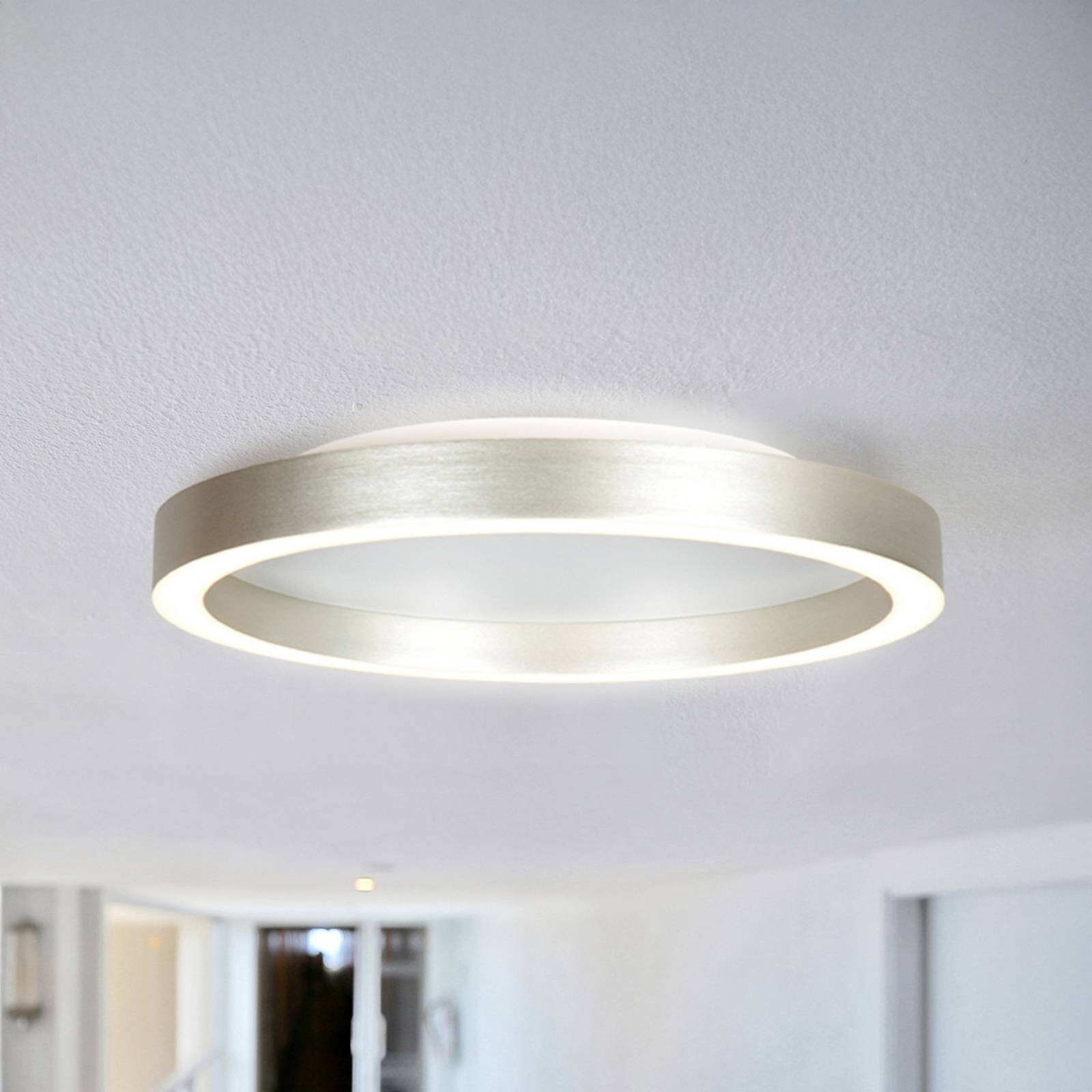 stropné LED svetlo Ringlux, oceľovo sivá, Ø 40 cm, kov, 2 700 K