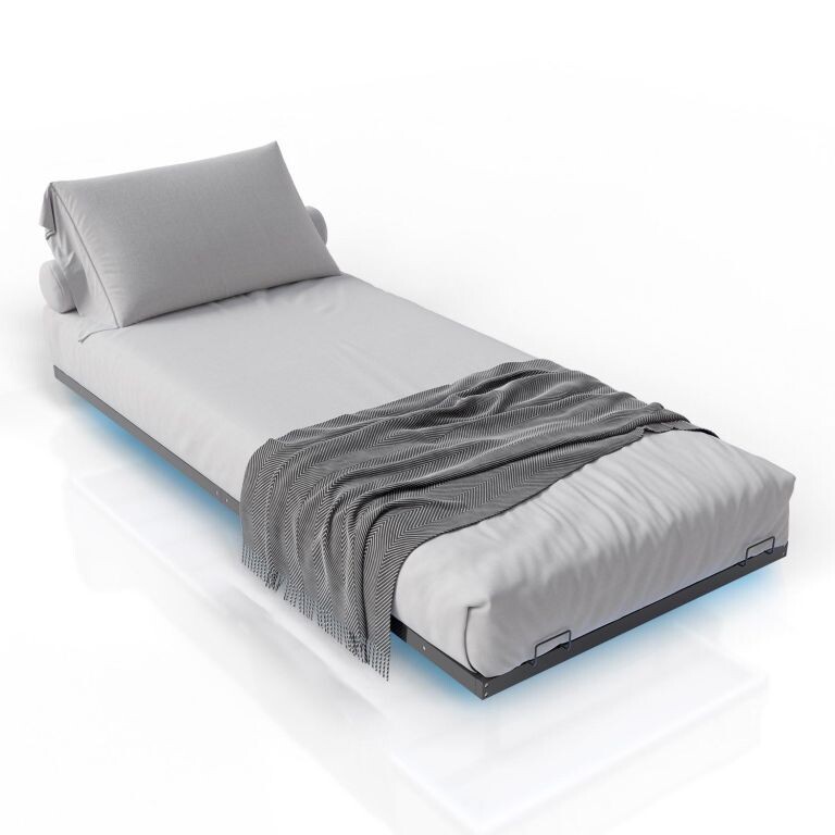 Dizajnová posteľ 90x200 čierna s LED podsvietením