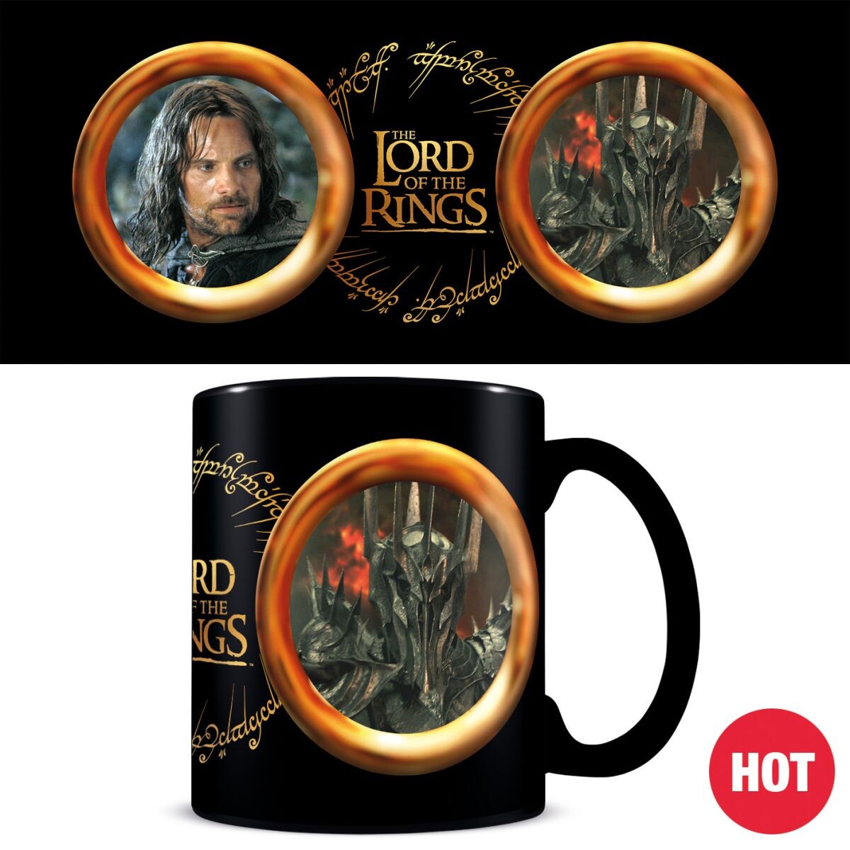 Pyramid International Pán prsteňov meniaci hrnček, 325 ml