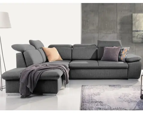 Rohová sedačka Aldon,dymovosivá štruktúrovaná látka, ľavý roh%