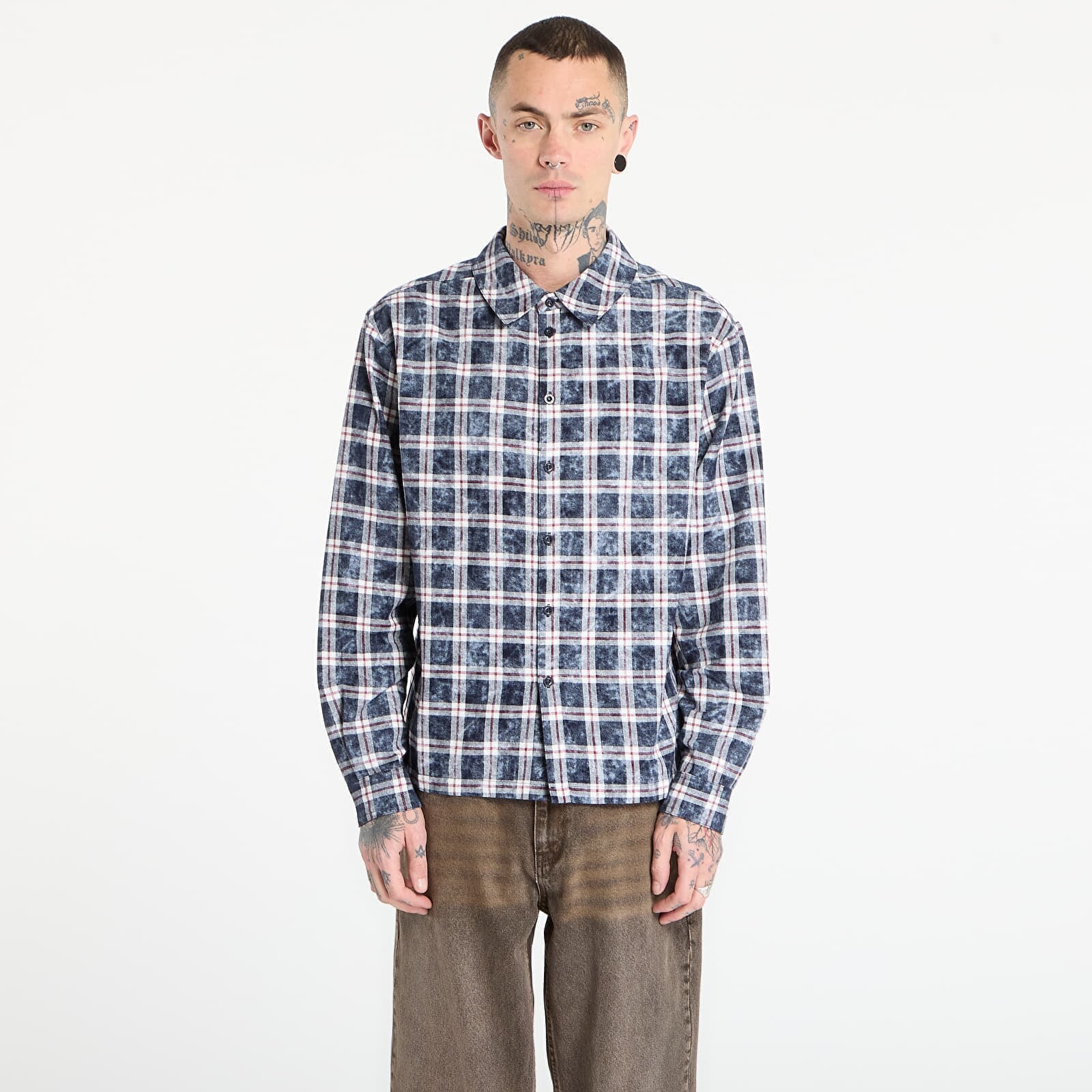 Košeľa DIME Plaid Flannel Shirt UNISEX Bleached Navy S