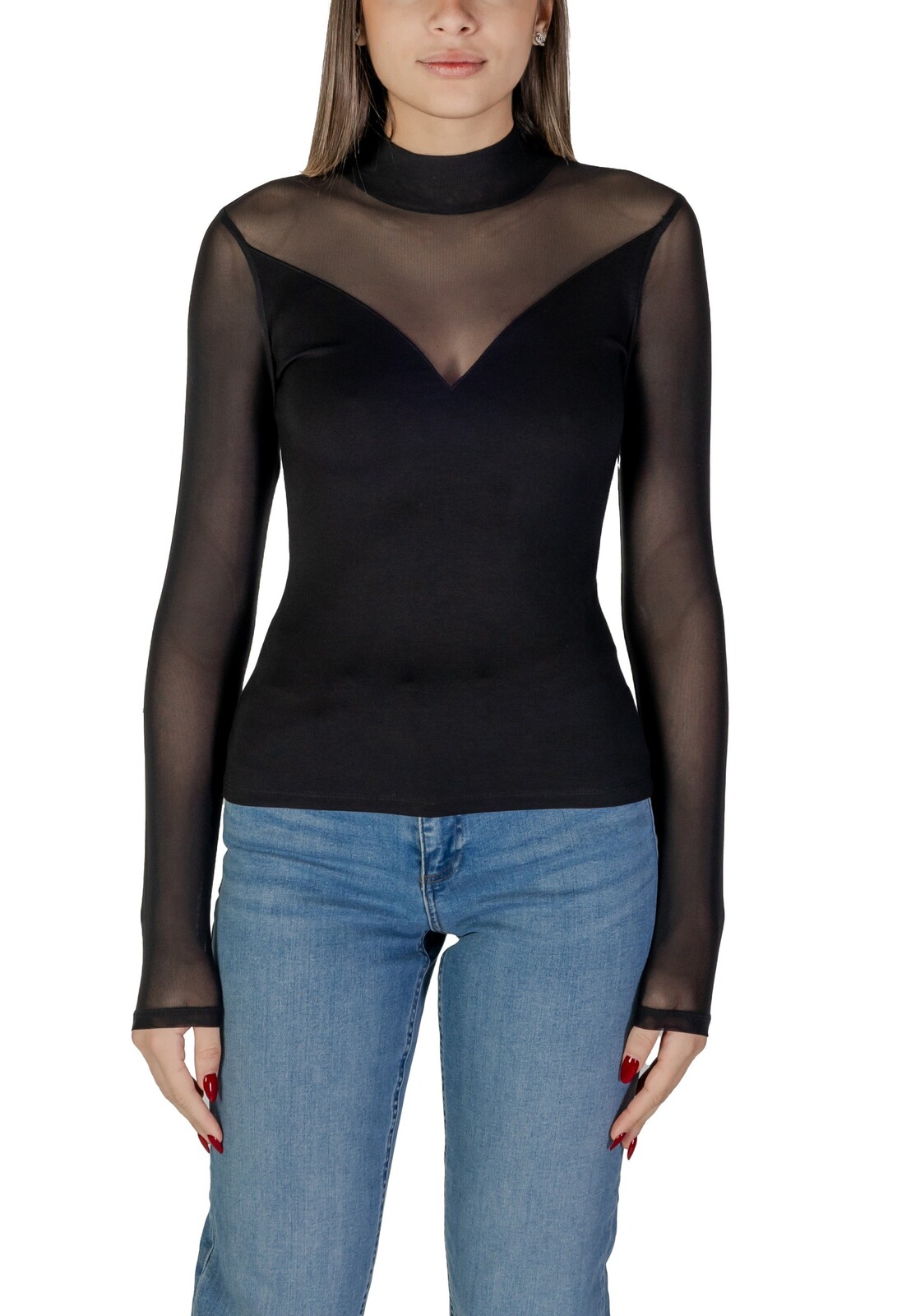 Čierny top s dlhými rukávmi