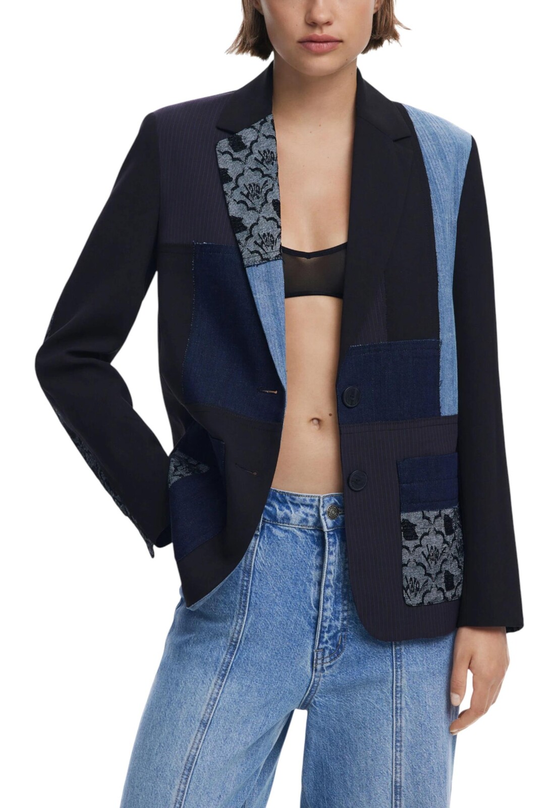 Desigual dámske sako s patchwork vzorom