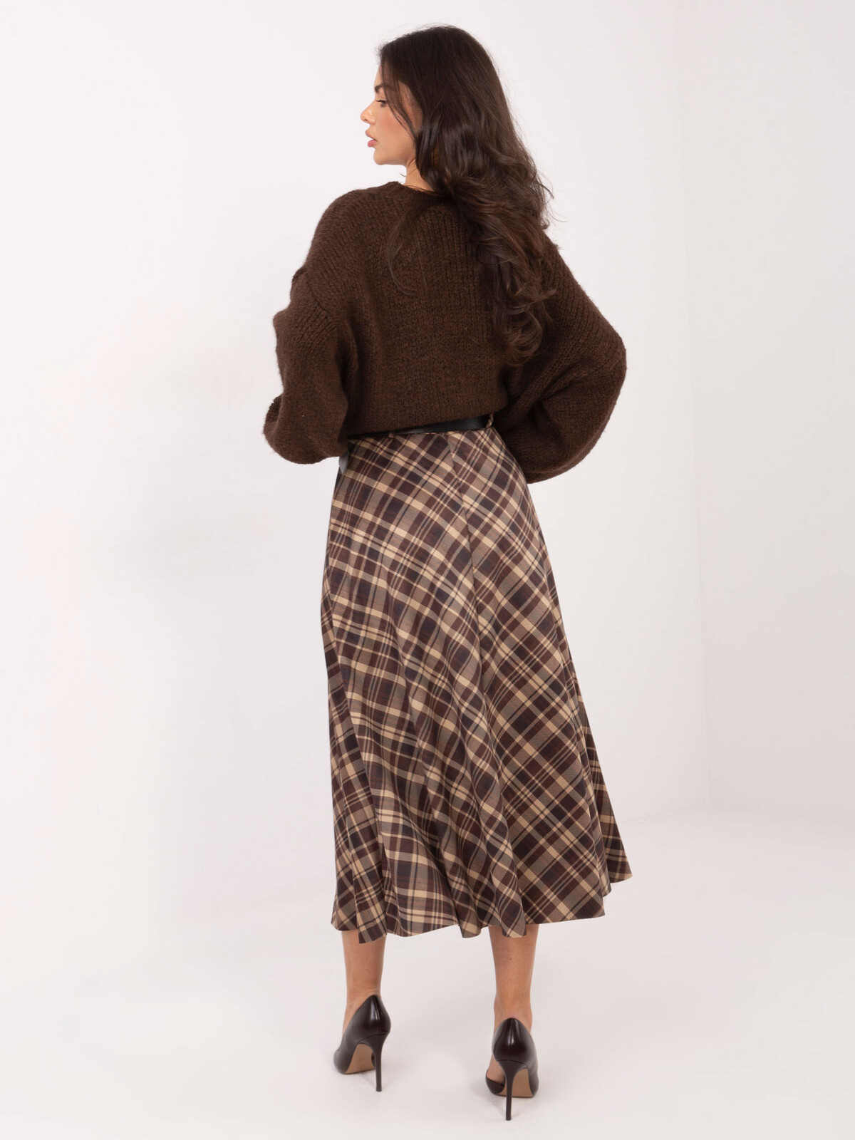 Károvaná áčková sukňa