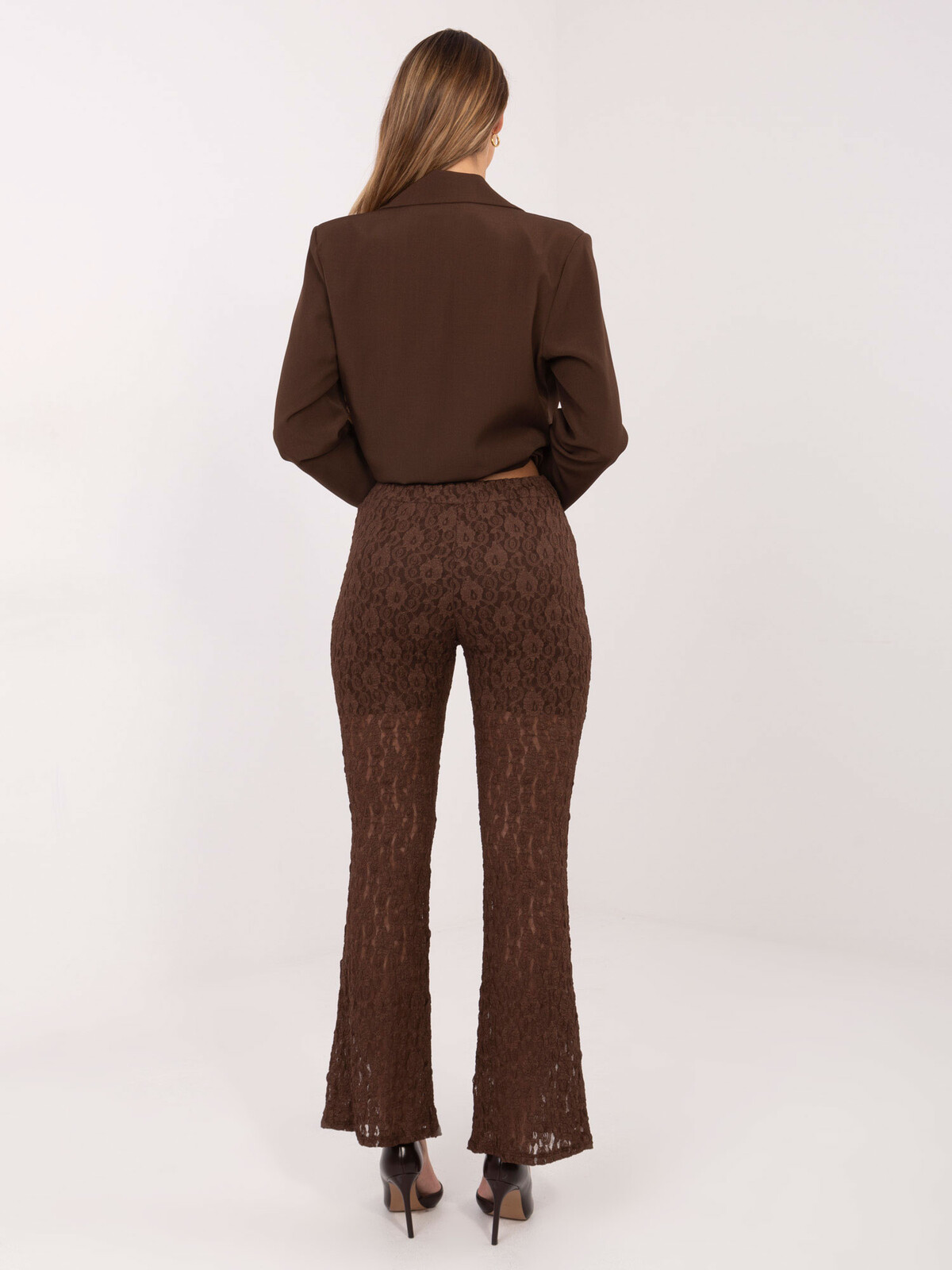 Hnedé vzorované nohavice