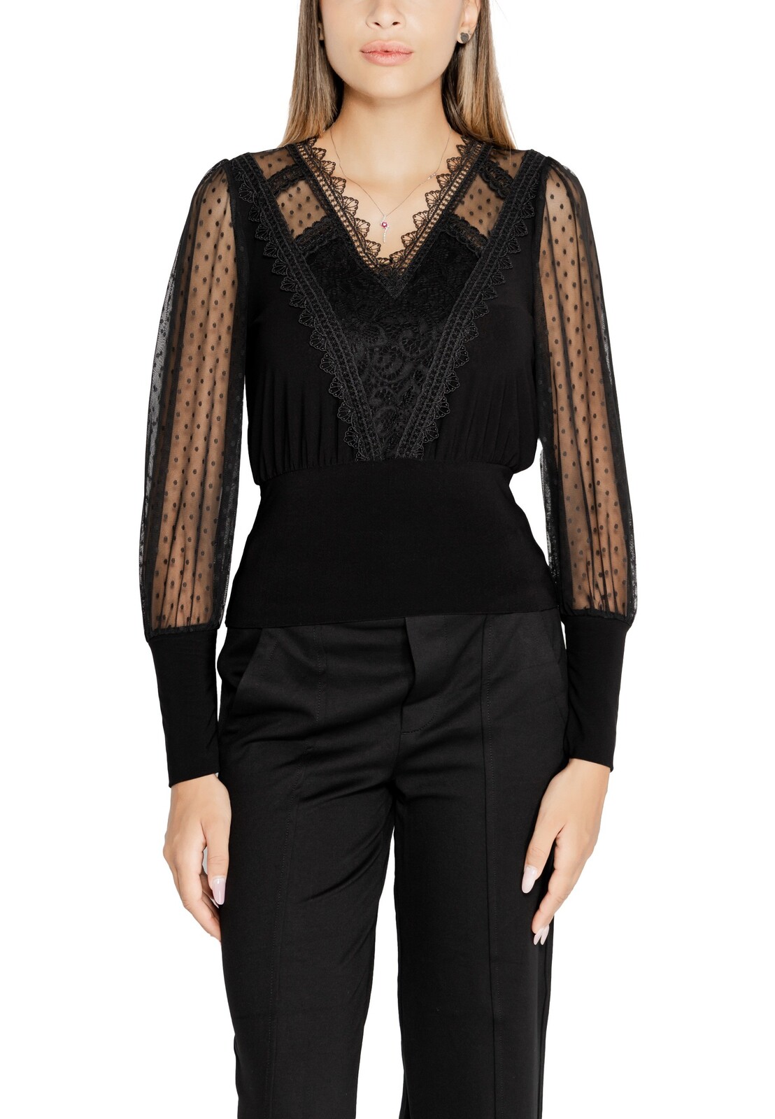 Čierna blúzka s čipkou Morgan De Toi